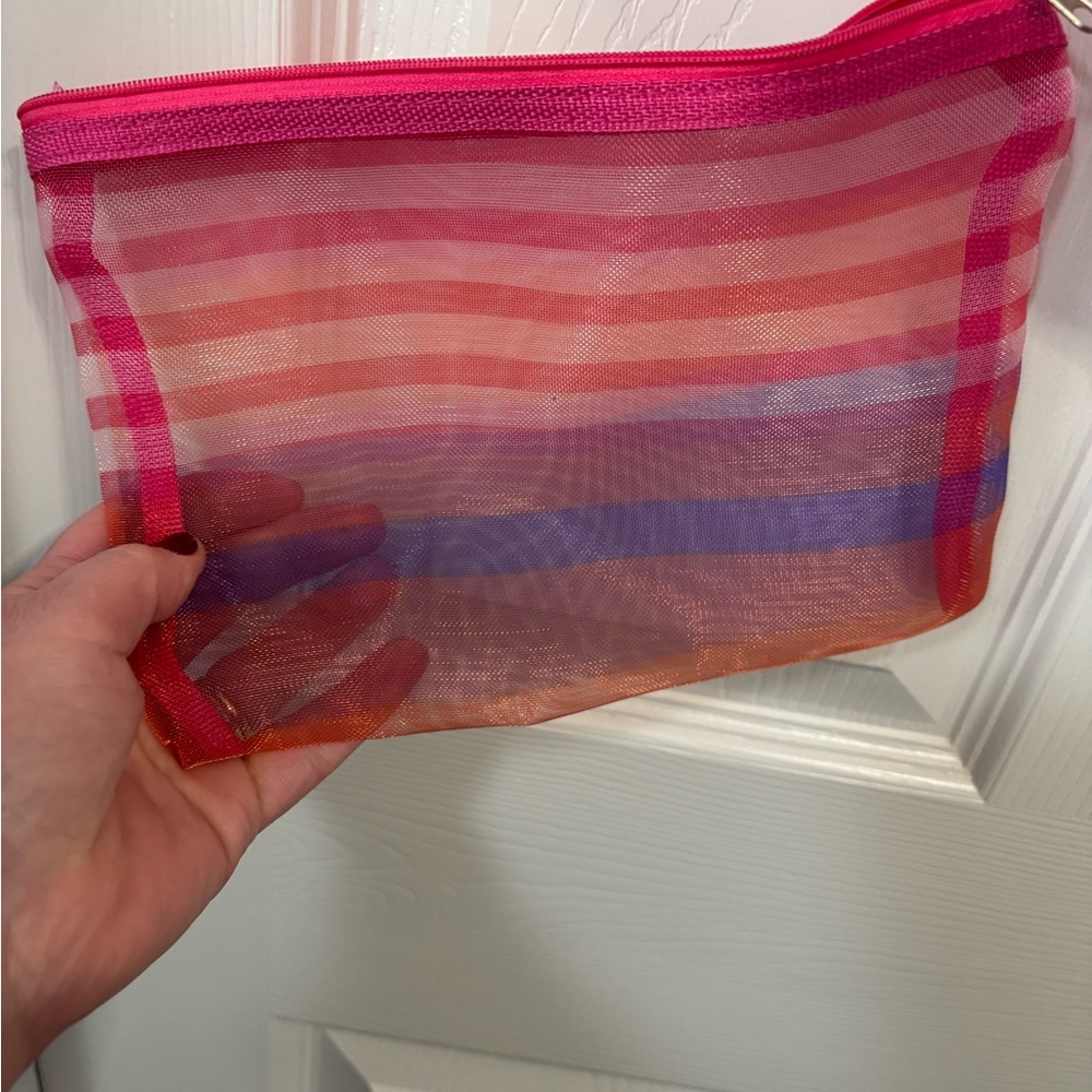 Stylish Pink Striped Tote Bag and matching pouch - Picture 3 of 4